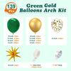 139Pcs Green and Gold Balloons Garland Arch Kit with Stars for Birthday Baby Shower Emerald Green Jungle Party Decorations