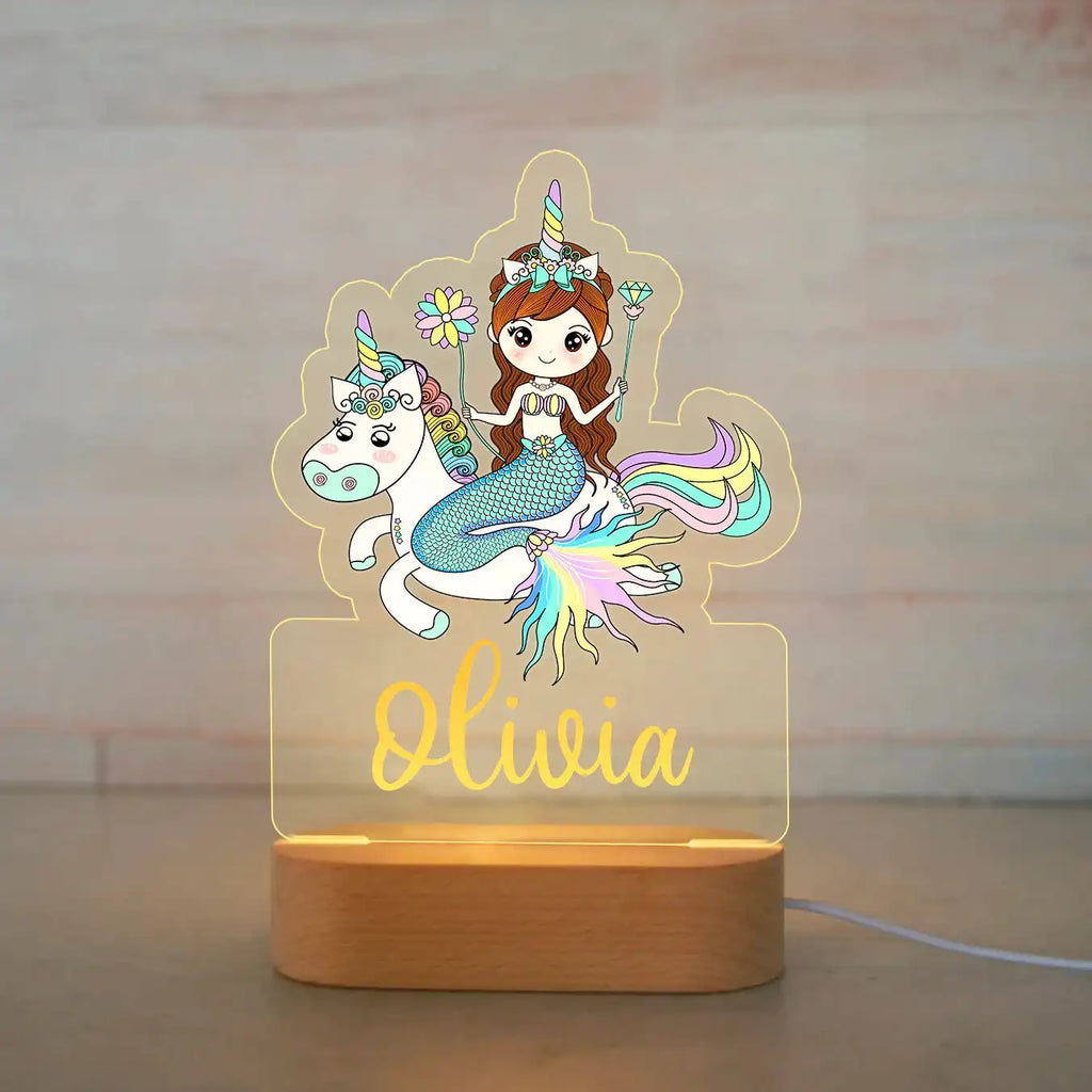 Personalized Children Animal Night Light Custom Name Acrylic Lamp Baby Kids Bedroom Decoration Neonate Birthday Christmas Gift