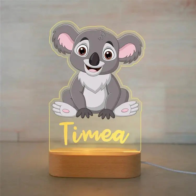 Personalized Children Animal Night Light Custom Name Acrylic Lamp Baby Kids Bedroom Decoration Neonate Birthday Christmas Gift