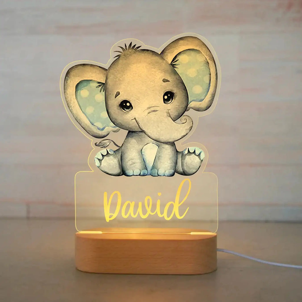 Personalized Children Animal Night Light Custom Name Acrylic Lamp Baby Kids Bedroom Decoration Neonate Birthday Christmas Gift