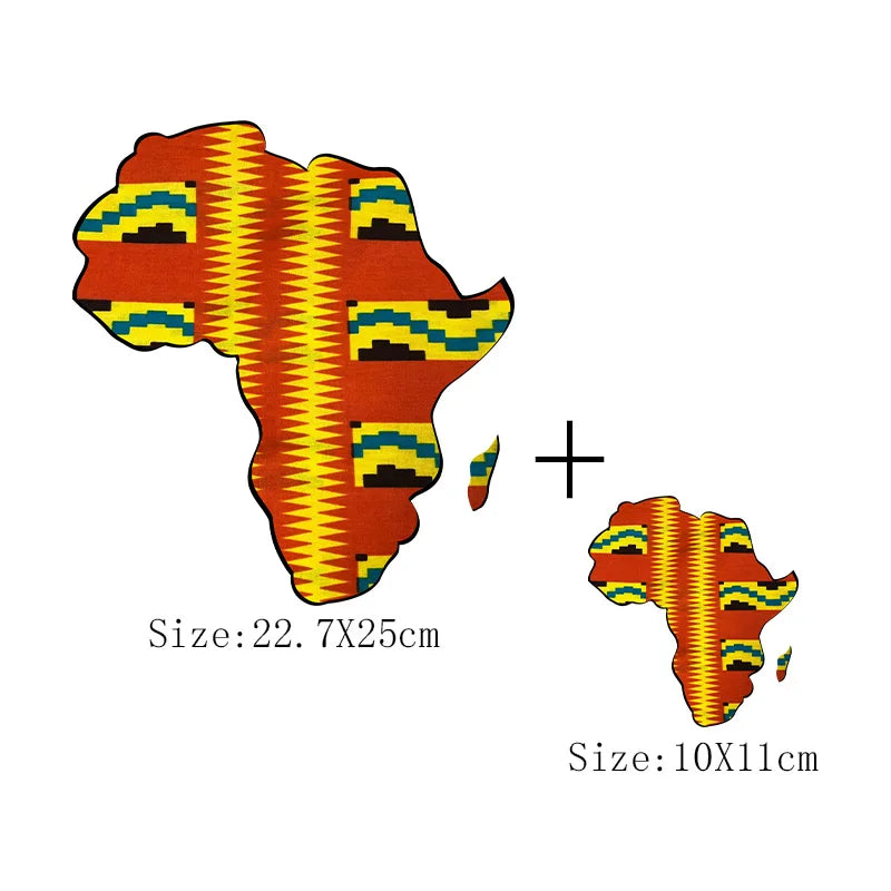 African Map Patches On Clothing Heat Transfer Sticker DIY T-Shirt Washable Patch Ankara Print T-Shirt Thermal Stickers Appliqued