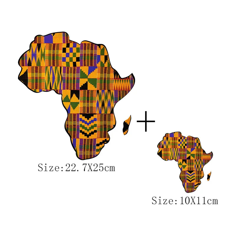 African Map Patches On Clothing Heat Transfer Sticker DIY T-Shirt Washable Patch Ankara Print T-Shirt Thermal Stickers Appliqued