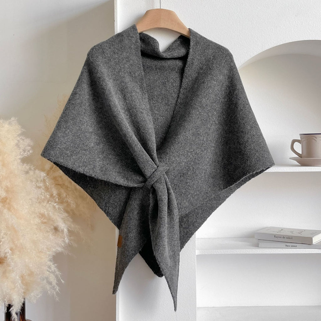 Winter Triangular Shawl INS Solid Color Soft Thickened Knitted Neck Wrap Korean Version Warm Shawl For Women