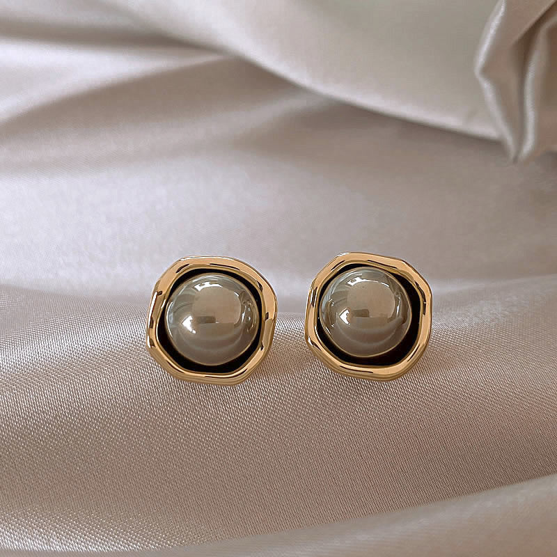 Elegant Gray Pearl Stud Earrings For Women