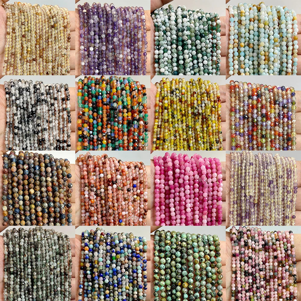 Mixed Natural Raw Stone Quartz Beads Loose 2 3 4MM Small Gem Spacer Beads For Making Necklace Bracelet Waist Chain Jewelry Diy