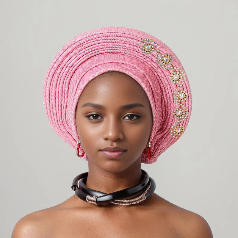 New Fashion African Women Folding Headwraps Cap Indian Hat Luxury Ethnic Style Headband Nigerian Wedding Party Headwear Bonnet