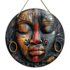 Unique African Mask Circular Wooden Sign with Artistic Design, Suitable for Home, Caf É, Bar, Office, Party Decoration, Gifts