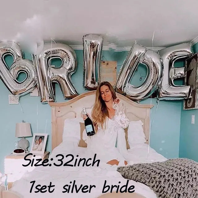 32Inch Bride To Be Balloon Big Rose Gold Silver Letters Foil Ballon Wedding Decorations Bridal Shower Bachelor Party Supplies