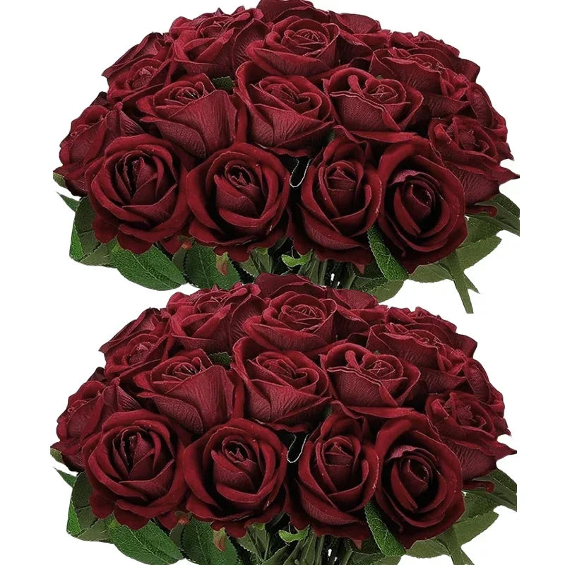 50 Pcs Artificial Rose Flower Silk Roses Bouquet Real Looking Fake Roses for Home Wedding Centerpieces Party Decorations