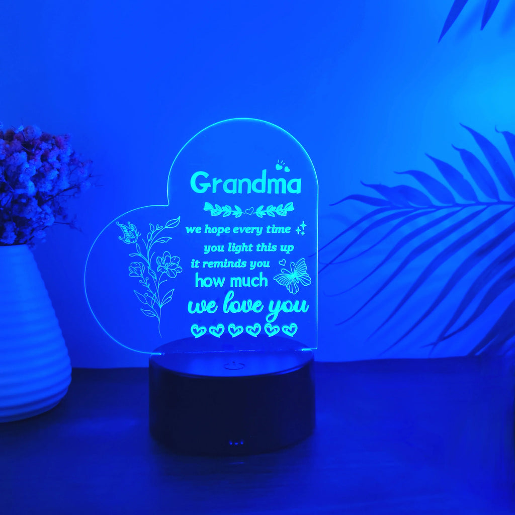 Luz Nocturna 3D para el día de la madre, 1 piezas, luz decorativa de ambiente festivo USB, luz de mesa de regalo para abuela