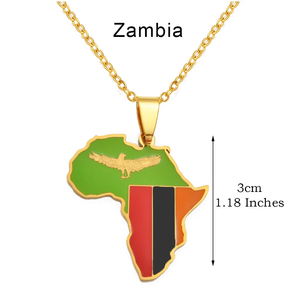 Anniyo 3CM Hip-hop Africa Map Pendant Necklaces Stainless Steel Algeria Morocco Egypt Tunisia Libay Jewelry #316621