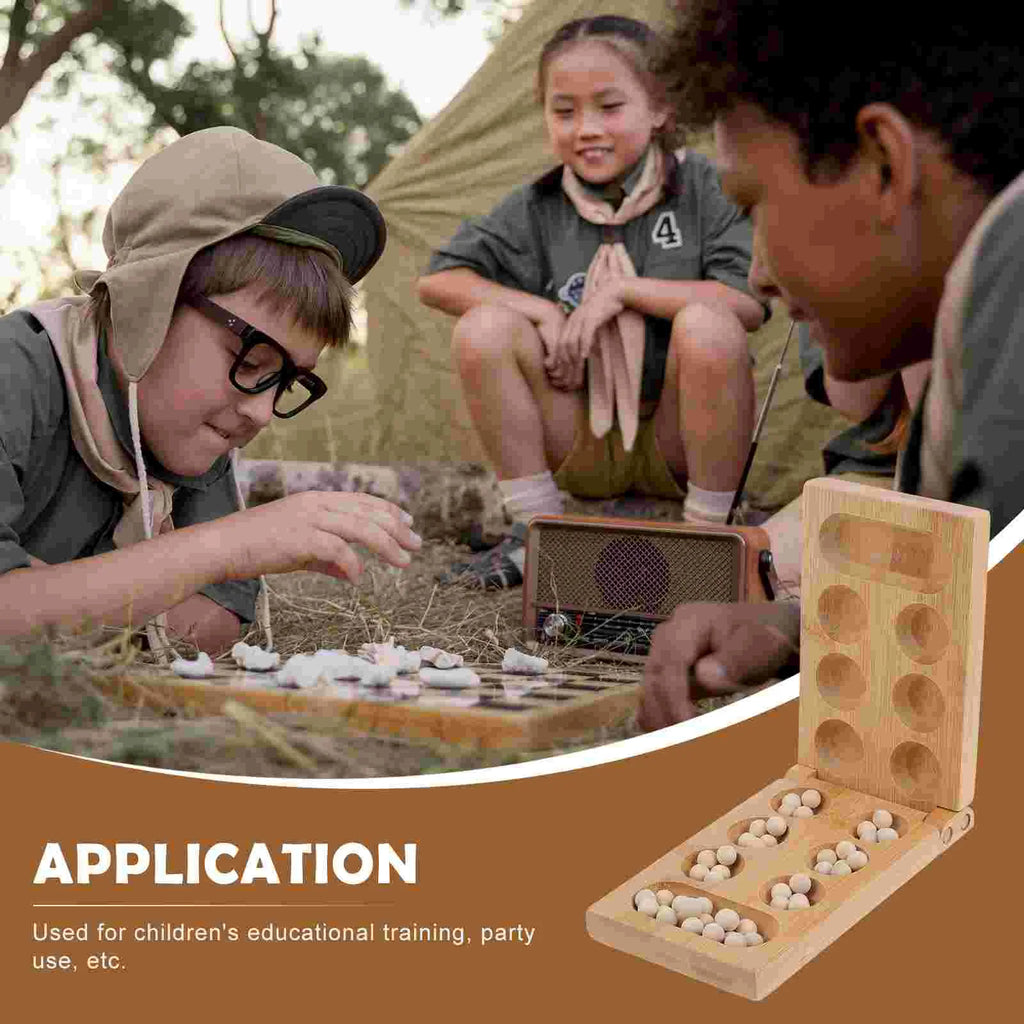 Mancala Game Board Chess Folding African Wooden Wood Family Kids Strategy Puzzle Set Toy Travel Strategic Plaything Games Brain