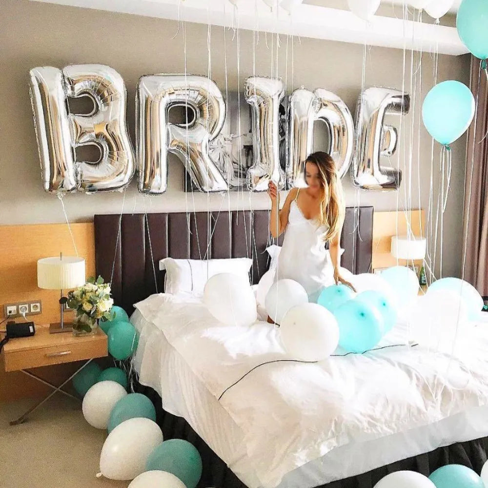 32Inch Bride To Be Balloon Big Rose Gold Silver Letters Foil Ballon Wedding Decorations Bridal Shower Bachelor Party Supplies