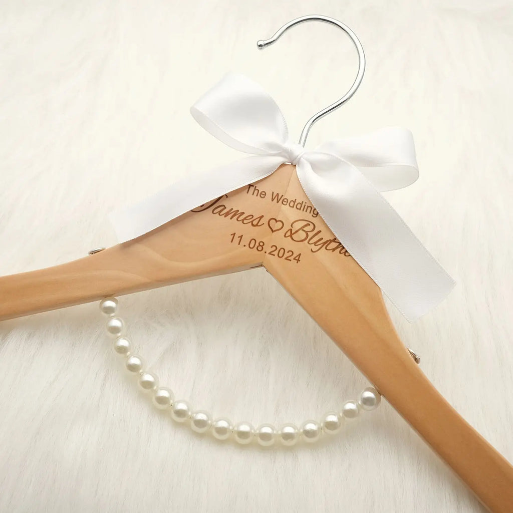 Custom Wedding Dress Hanger Personalized Wedding Hanger Personalised Bridal Hanger Engraved Names and Date Bridal Shower Gifts