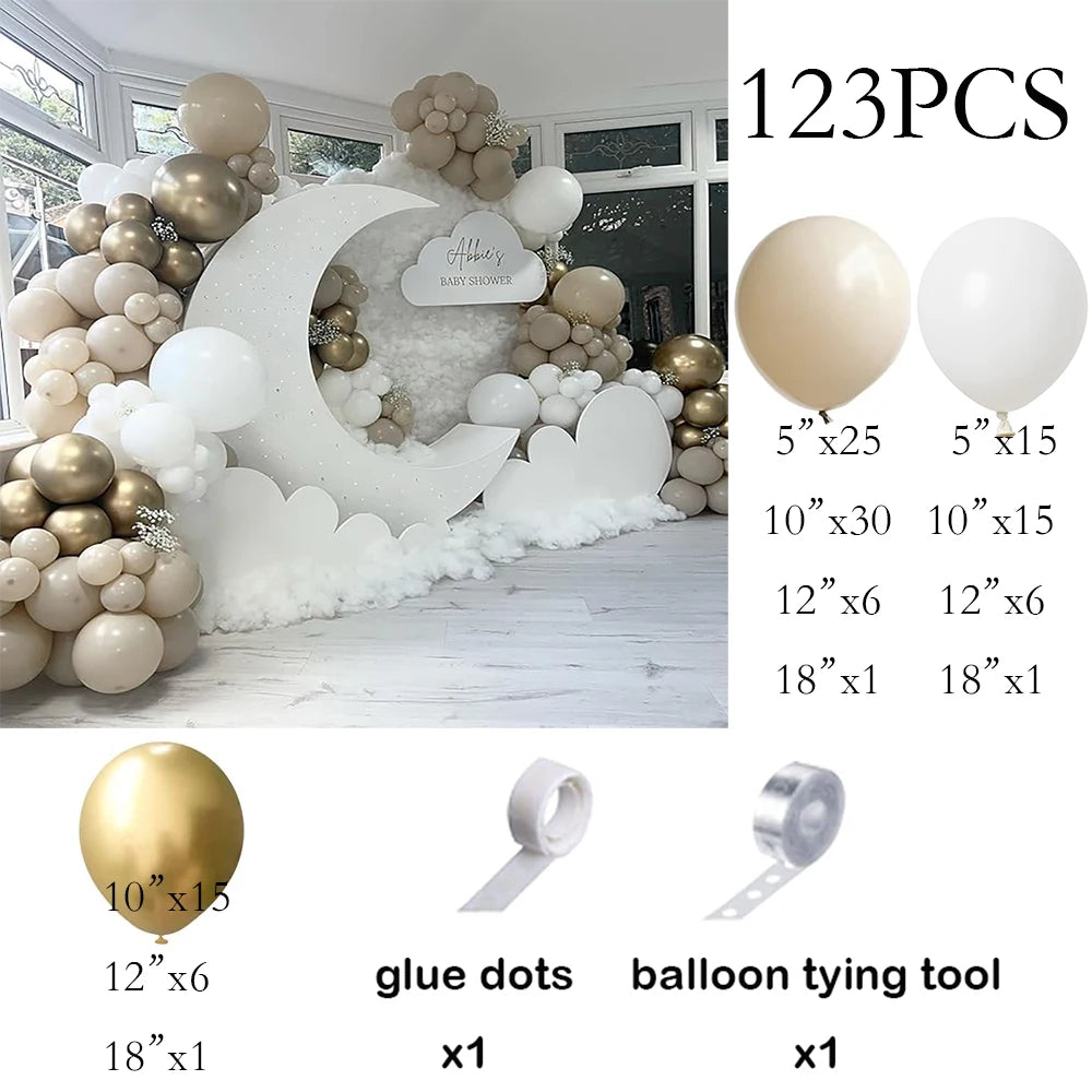 Retro White Sand Balloons Arch Kit White Gold Balloon Garland Birthday Party Baby Shower Wedding Anniversary Decoration Globos