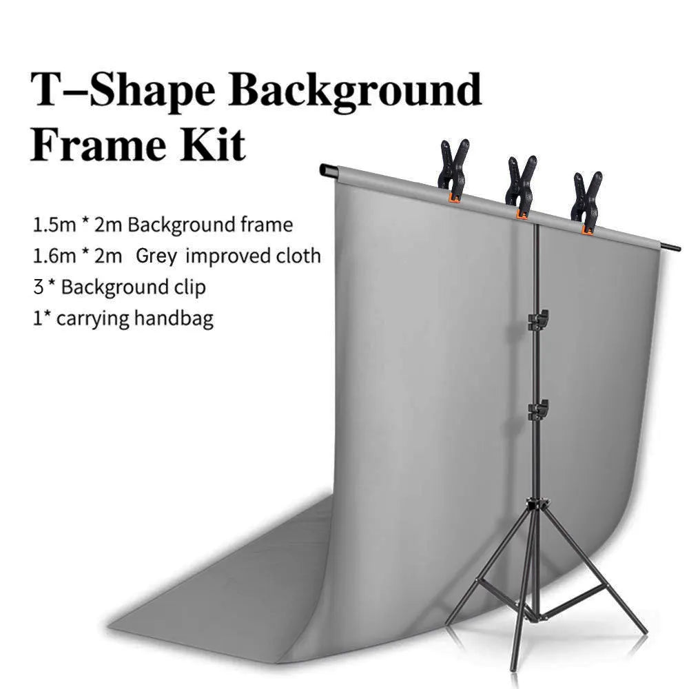 SH T-Shape Backdrop Stand Kit with Background Cloth Video Chroma Key Green Screen Frame Stand For Photography Photo Studio Props