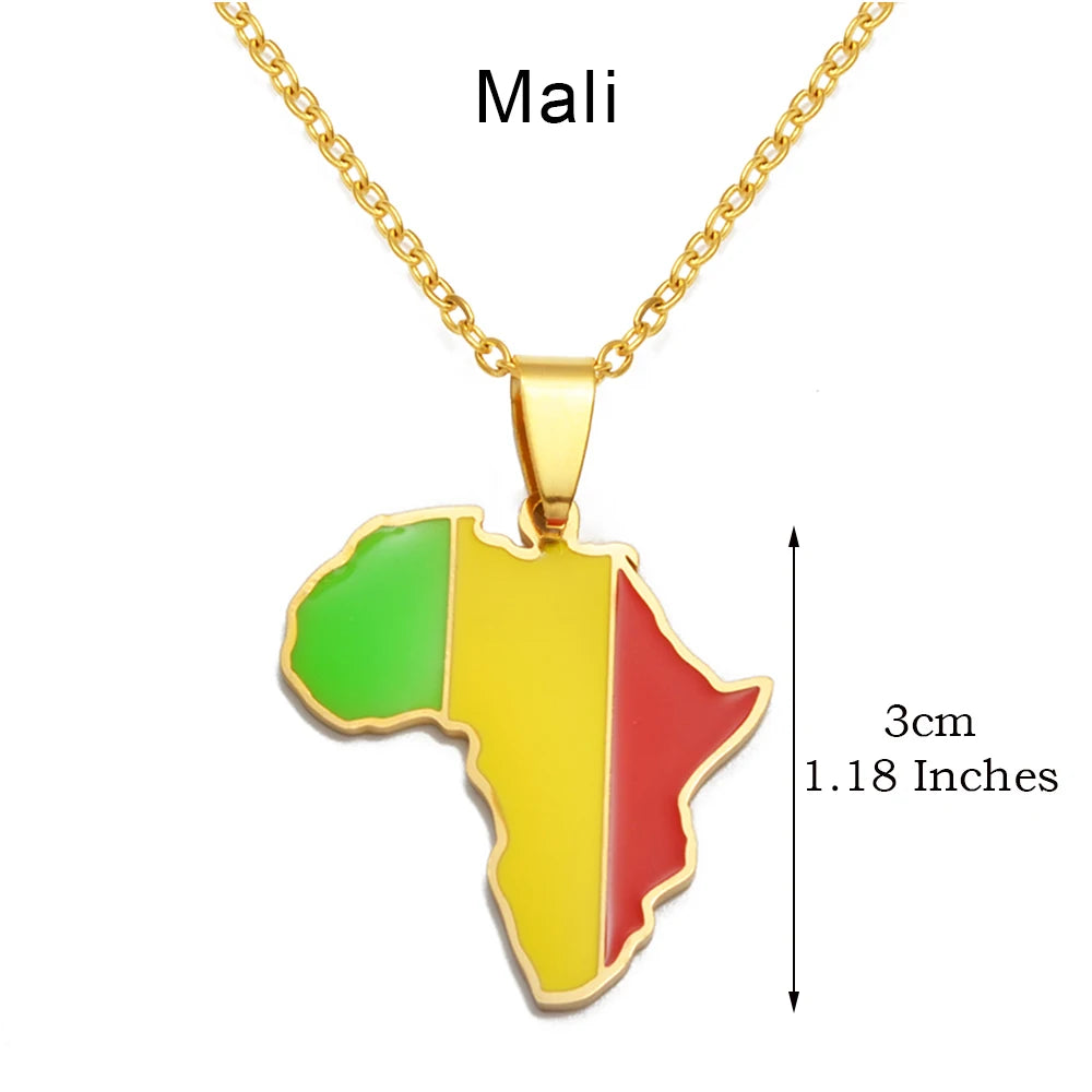 Anniyo 3CM Hip-hop Africa Map Pendant Necklaces Stainless Steel Algeria Morocco Egypt Tunisia Libay Jewelry #316621