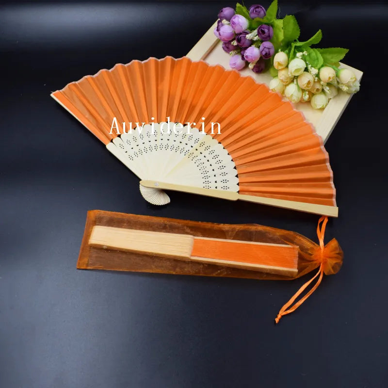 20/80pcs Personalized Wedding Favors for Guest Folded Hand Fans with Organza Gift Bag