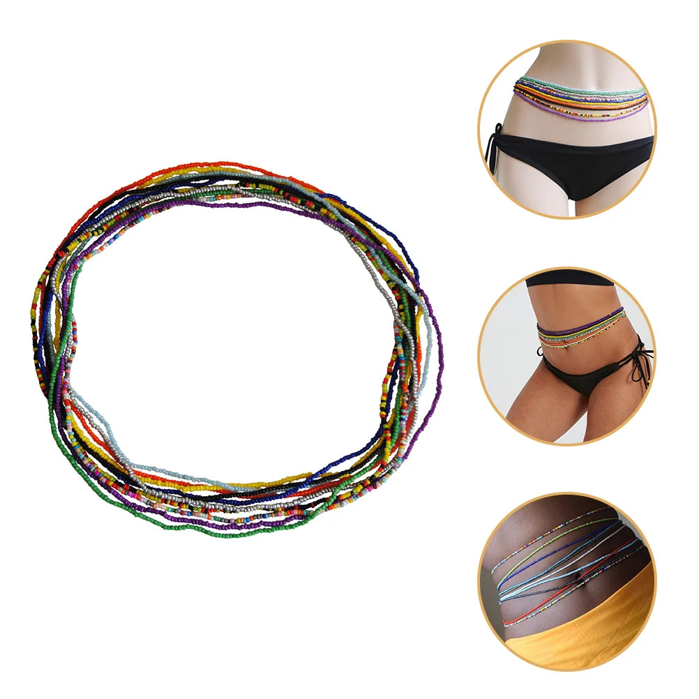 10 Pcs Beaded Body Chain Waist Beads for Women African Jewelry Necklace Wild Miss