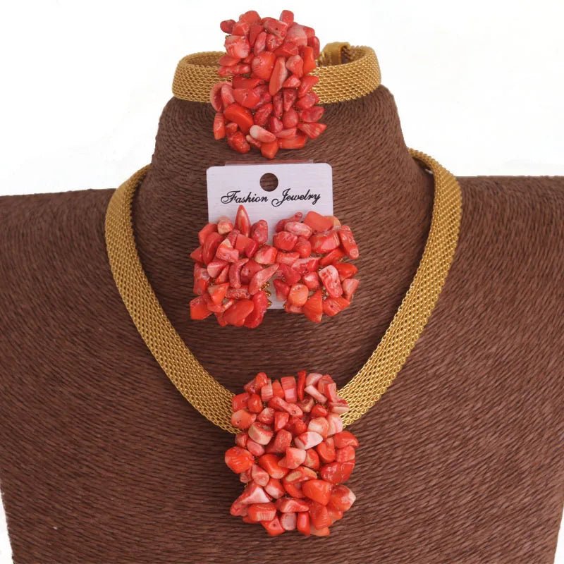 4ujewelry  African Wedding Coral Beaded Fine Jewelry Set For Women High Quality 2023