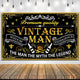 Vintage Man Birthday Party Banner Decorations,Themed Happy Birthday Backdrop Sign Party Supplies,Party Photo Booth Background