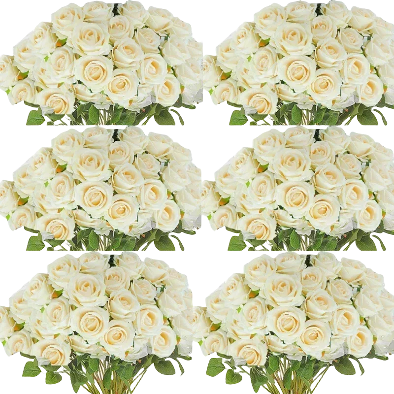 50 Pcs Artificial Rose Flower Silk Roses Bouquet Real Looking Fake Roses for Home Wedding Centerpieces Party Decorations