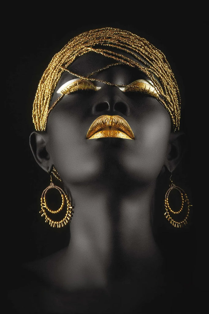 African Woman Wall Art Painting Posters And Print Big Black Woman Holding Gold Jewelry Canvas Picture For Living Room Home Decor