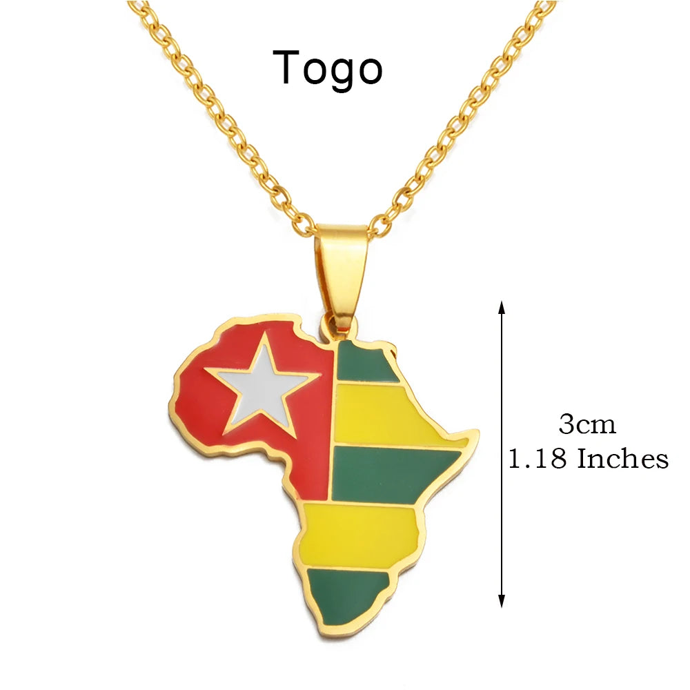 Anniyo 3CM Hip-hop Africa Map Pendant Necklaces Stainless Steel Algeria Morocco Egypt Tunisia Libay Jewelry #316621