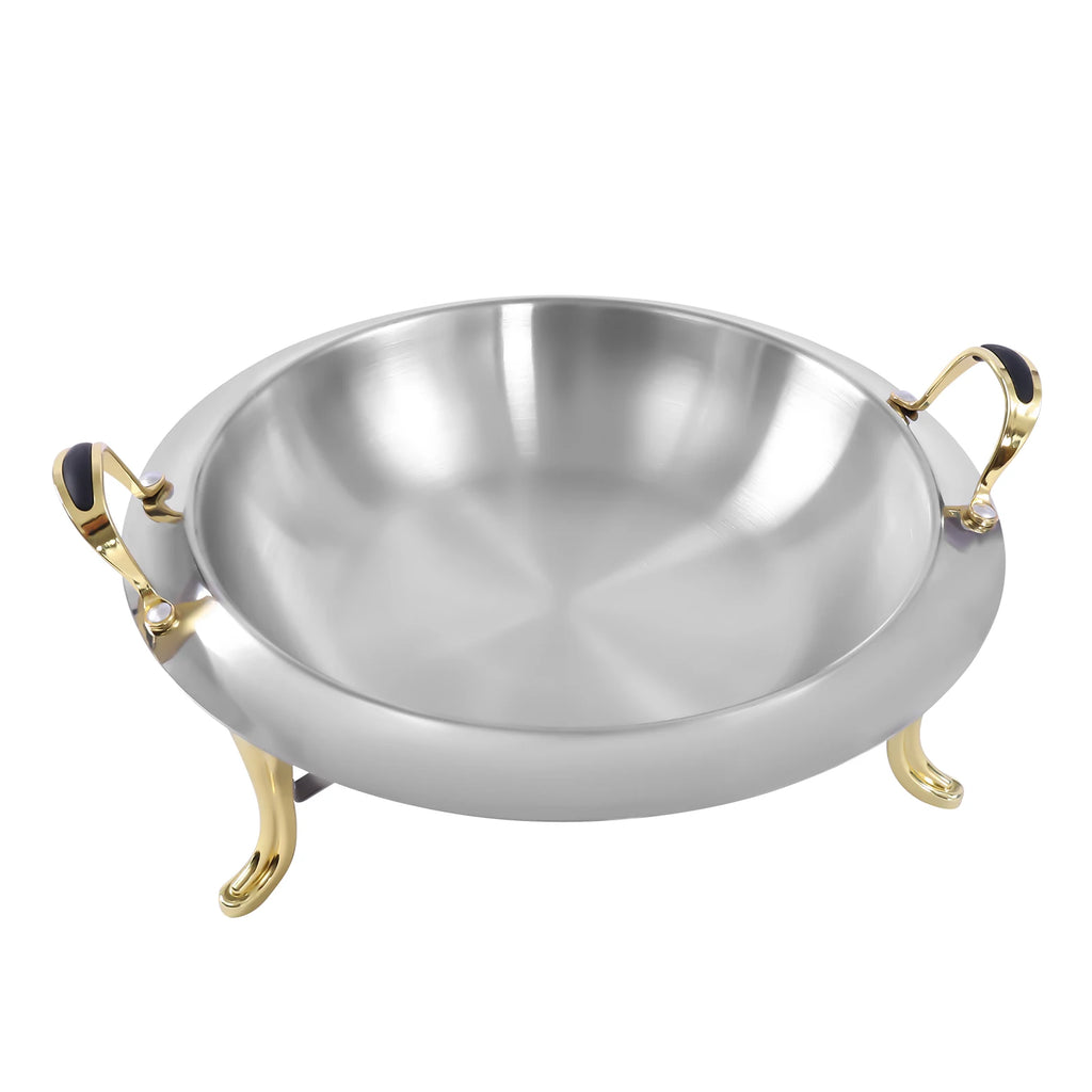 3L Stainless Steel Chafing Dish Round Durable Buffet Warmer Tray for Kitchen Party Dining Buffet-Without Water Pan