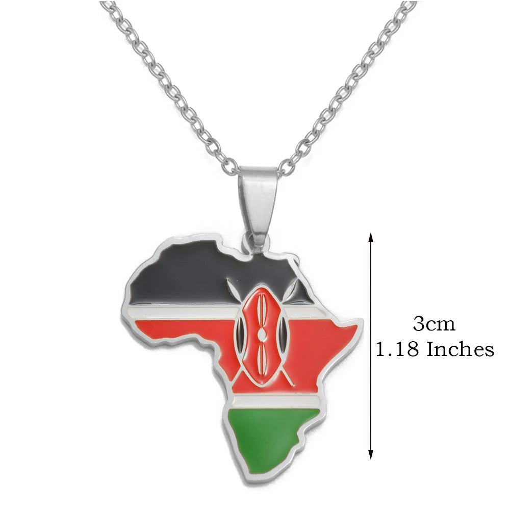 Anniyo 3CM Hip-hop Africa Map Pendant Necklaces Stainless Steel Algeria Morocco Egypt Tunisia Libay Jewelry #316621