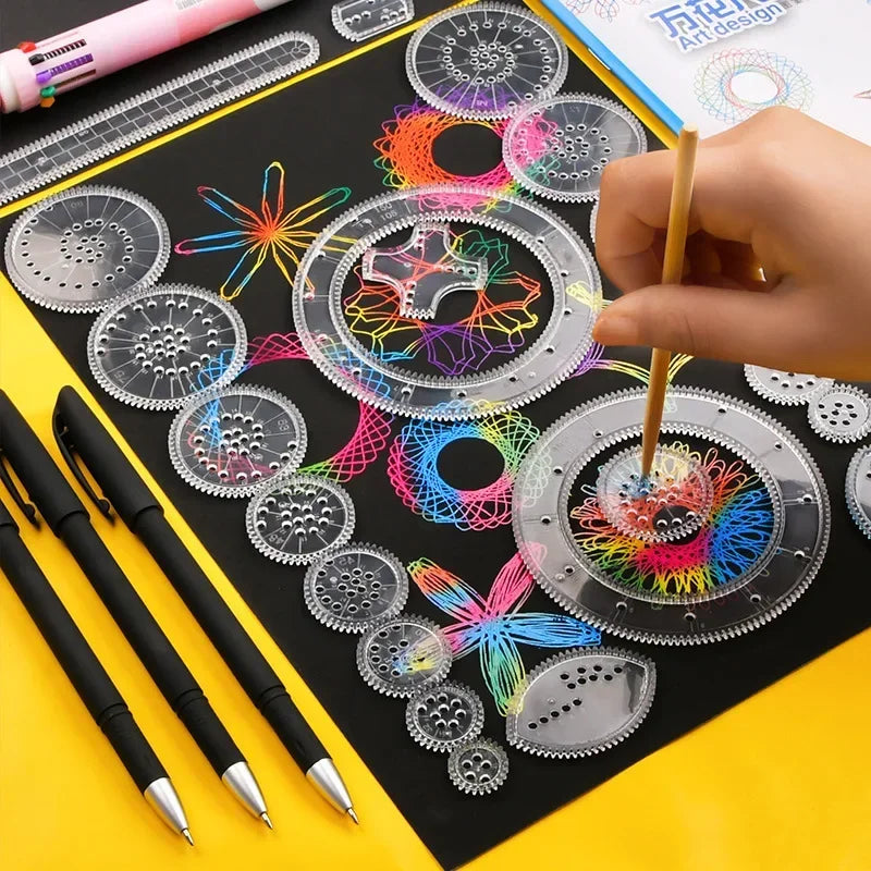 22pcs Spirograph Design Arts Craft Kit Spiral Art Drawing Kit Geometric Ruler Drafting Tools Kids Educational Drawing Toys