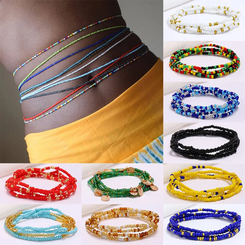 1pc Fashion Bohemian Waist Chain Creative Beads Decor Waist Jewelry Belly Chain For Women Girls Jewelry Necklace Anklet Bracelet