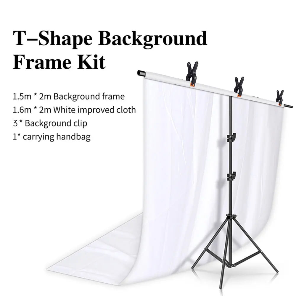 SH T-Shape Backdrop Stand Kit with Background Cloth Video Chroma Key Green Screen Frame Stand For Photography Photo Studio Props