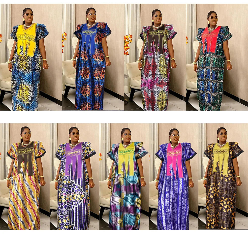 Ethnic Style Embroidery Robe Dashiki Nigerian Wedding Party Gowns Muslim Abaya Morocco African Traditional Print Dress for Women