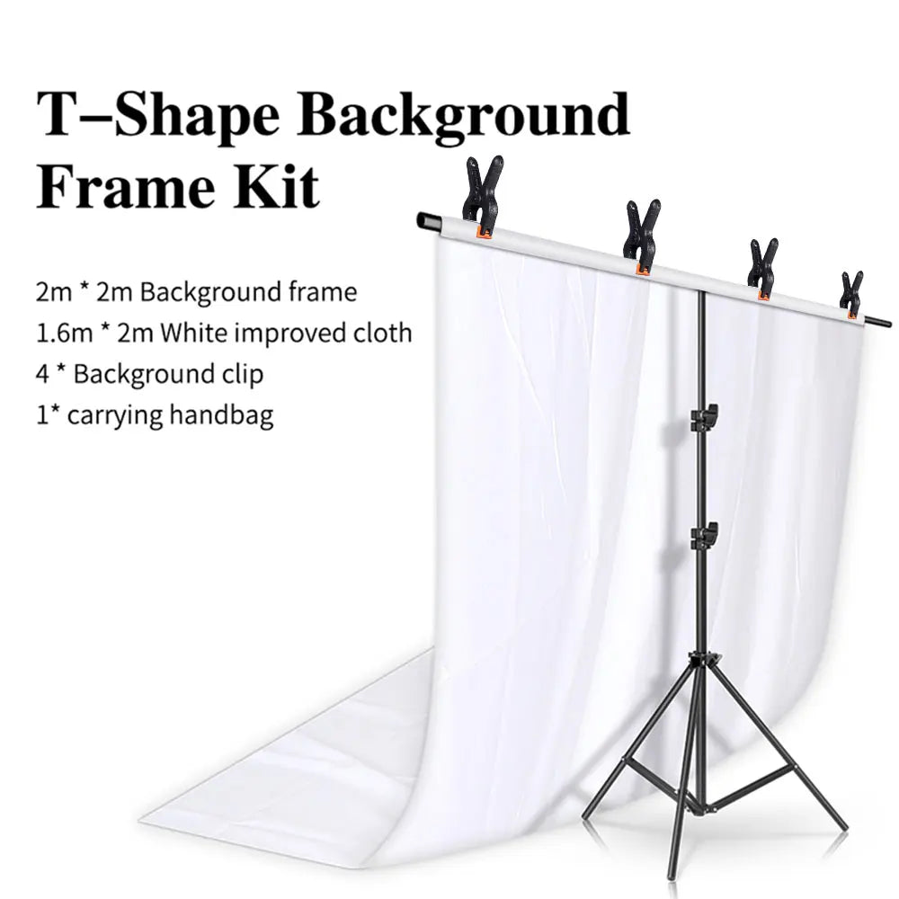 SH T-Shape Backdrop Stand Kit with Background Cloth Video Chroma Key Green Screen Frame Stand For Photography Photo Studio Props