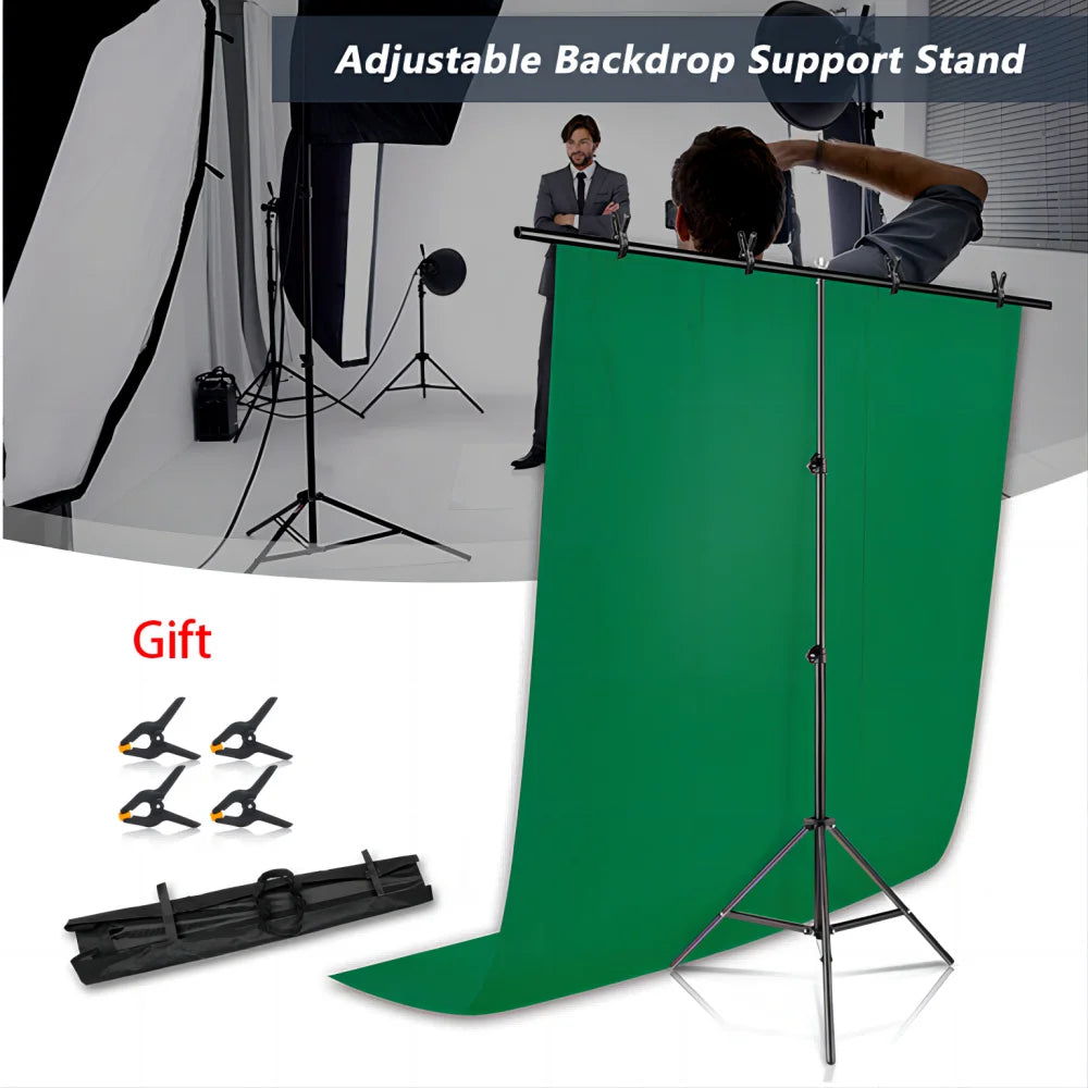 SH T-Shape Backdrop Stand Kit with Background Cloth Video Chroma Key Green Screen Frame Stand For Photography Photo Studio Props