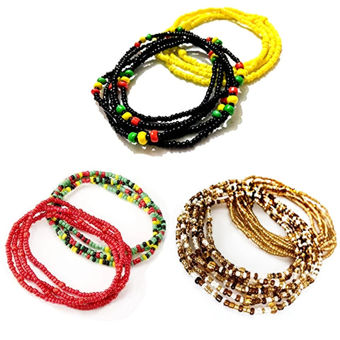 6 pcs Waist Bead Belly Beads African Waist Bead Body Chains Beaded Belly Chain Bikini Jewelry for Woman Girl