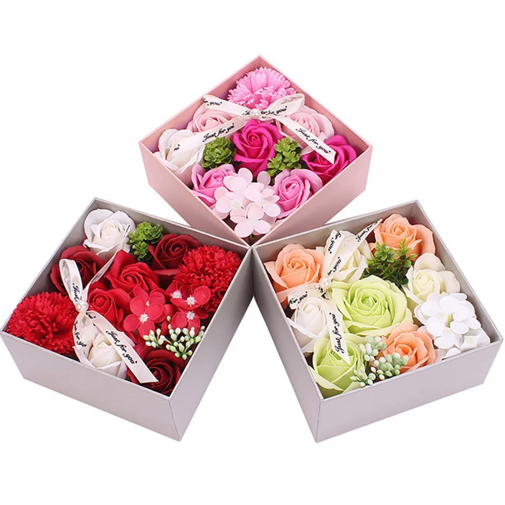 Creative Artificial Soap Flower Rose Flower Head Decor Flower Box Essential Wedding Bouquet Valentine'S Day Holding Flower Gifts