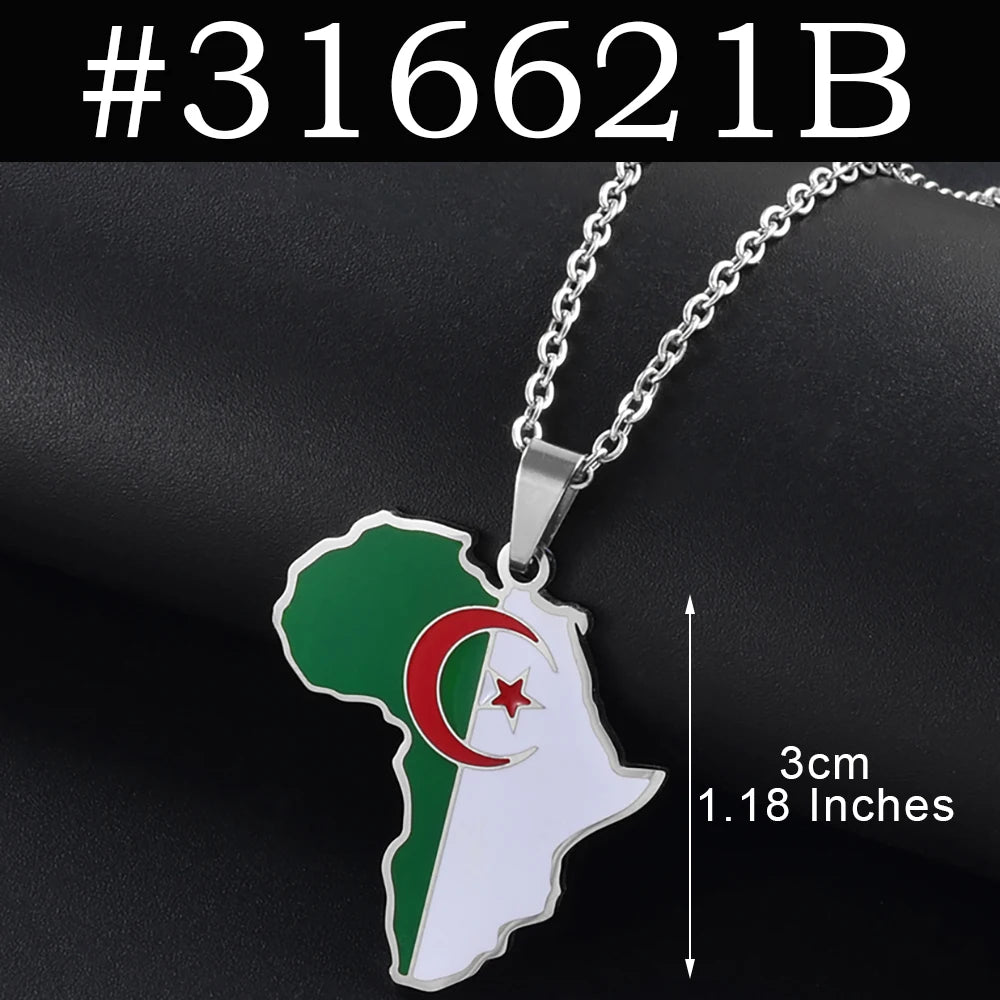 Anniyo 3CM Hip-hop Africa Map Pendant Necklaces Stainless Steel Algeria Morocco Egypt Tunisia Libay Jewelry #316621