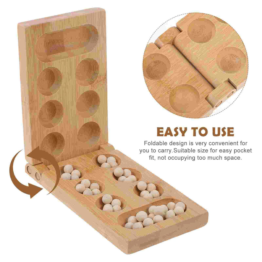 Mancala Game Board Chess Folding African Wooden Wood Family Kids Strategy Puzzle Set Toy Travel Strategic Plaything Games Brain