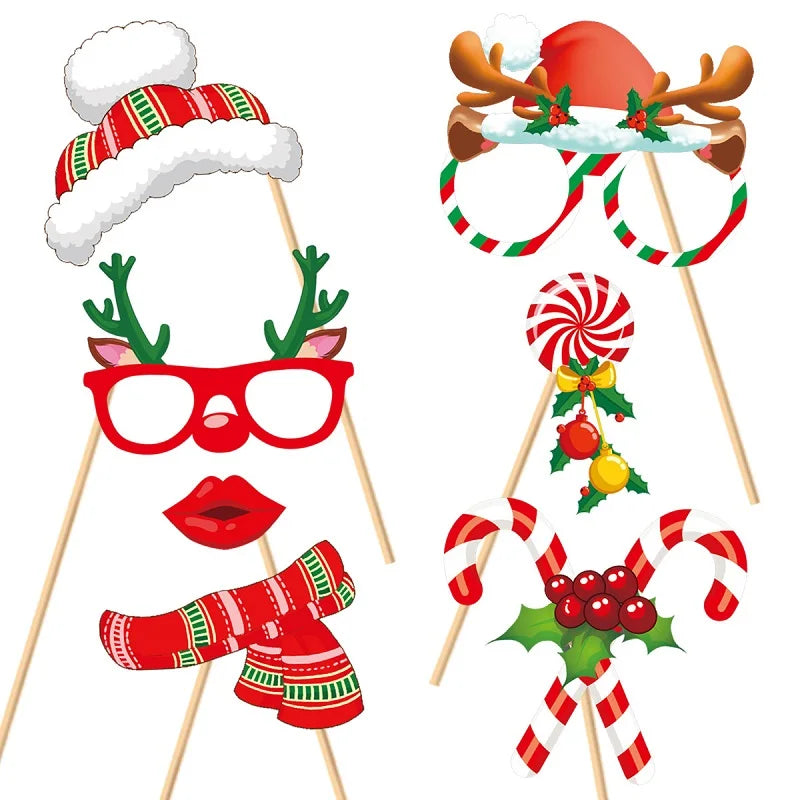 28pcs Merry Christmas Photo Props,Christmas Party Decoration School Family Gathering Photo Props Photographs