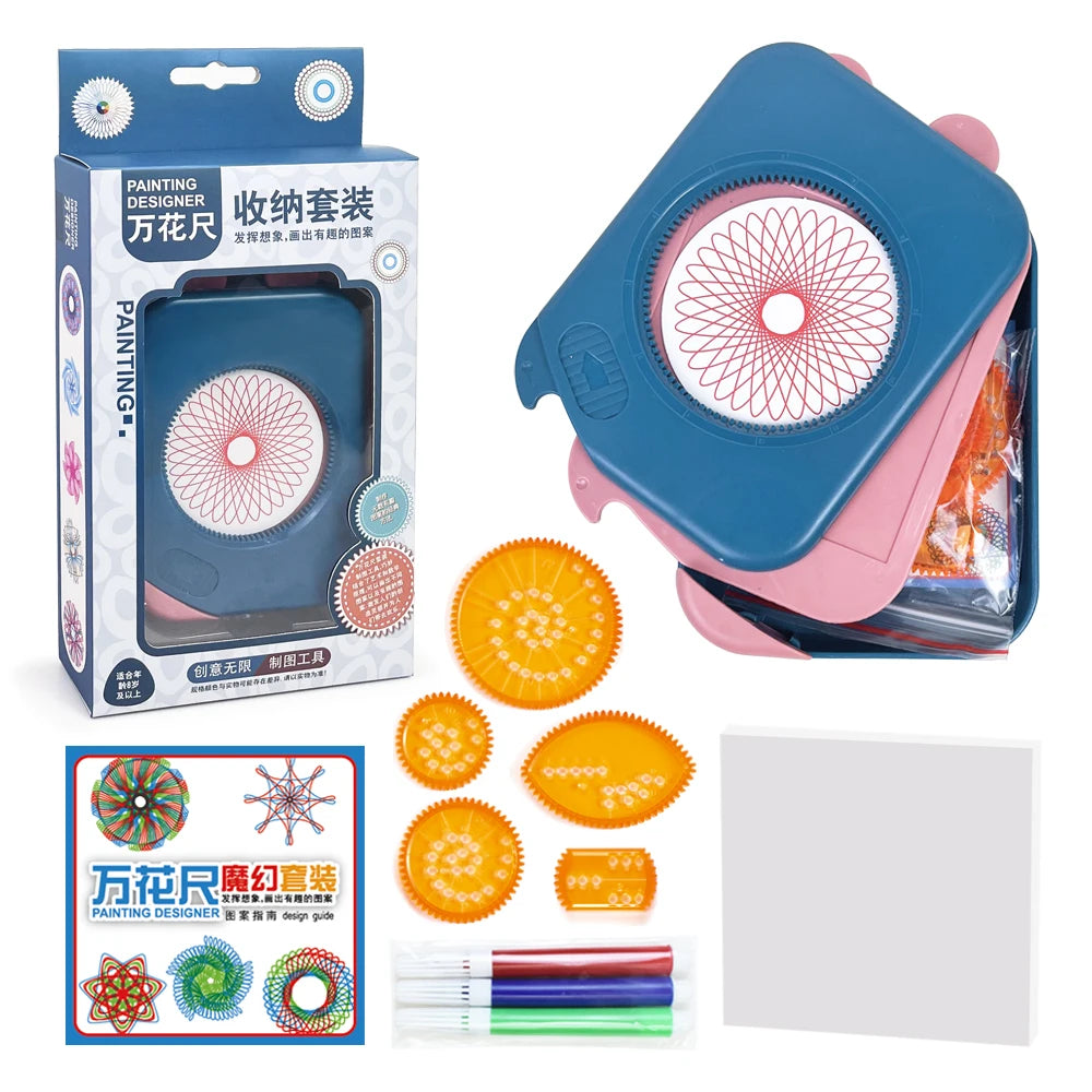 Magic Spirograph Drawing Toys Painting Template Multi-function Accessories Geometric Ruler Drafting Tools Storage Set Kids Toys