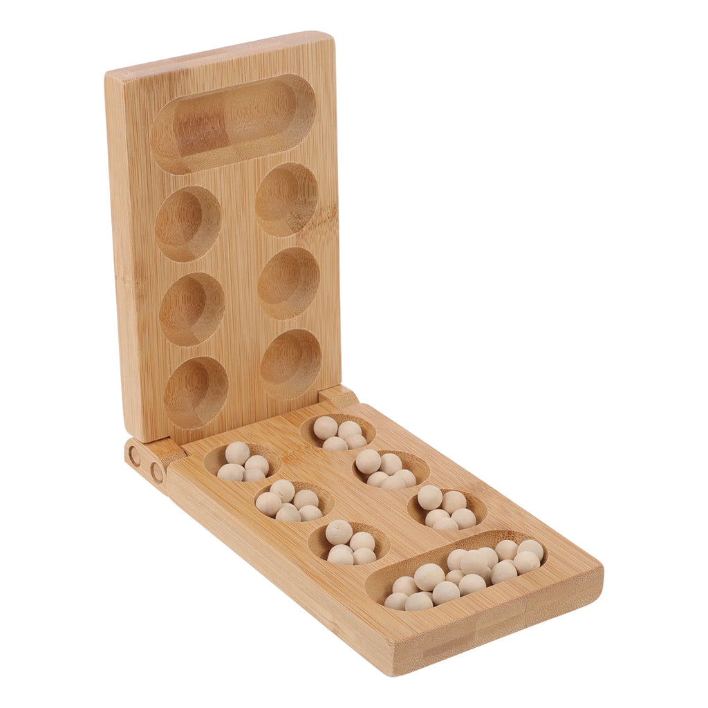 Mancala Game Board Chess Folding African Wooden Wood Family Kids Strategy Puzzle Set Toy Travel Strategic Plaything Games Brain