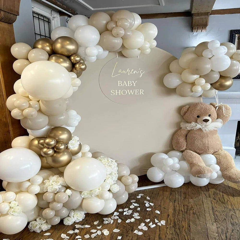 Retro White Sand Balloons Arch Kit White Gold Balloon Garland Birthday Party Baby Shower Wedding Anniversary Decoration Globos