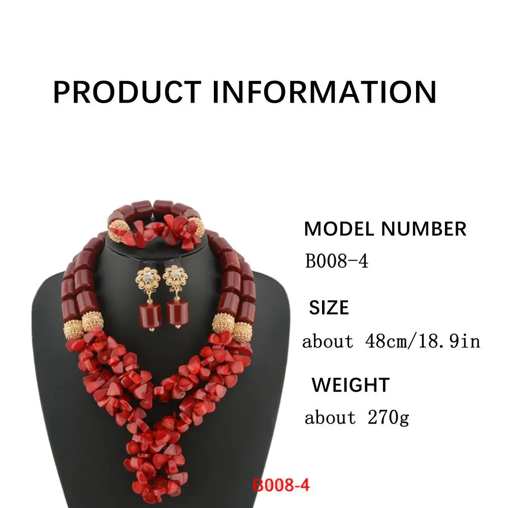 Traditional Nigerian Wedding Artificial Coral Beads Bridal Jewelry Sets African Beads Jewelry Necklace Set