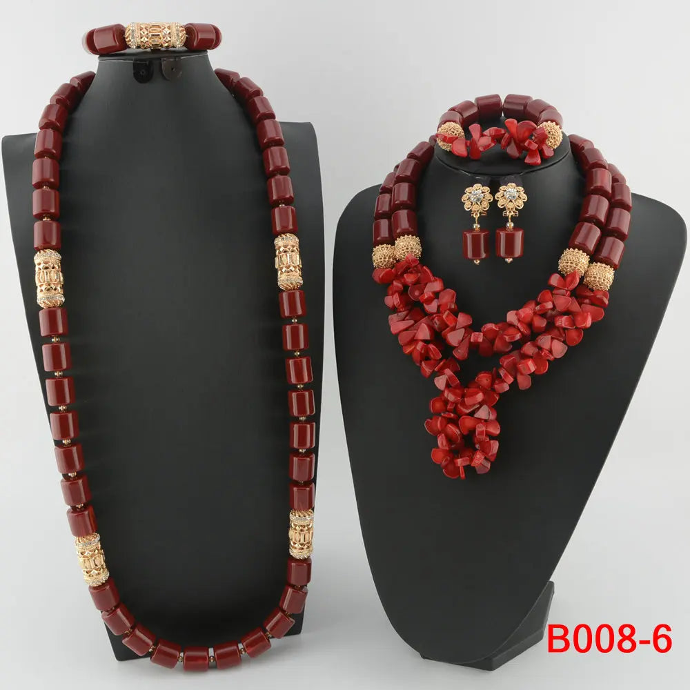 Traditional Nigerian Wedding Artificial Coral Beads Bridal Jewelry Sets African Beads Jewelry Necklace Set