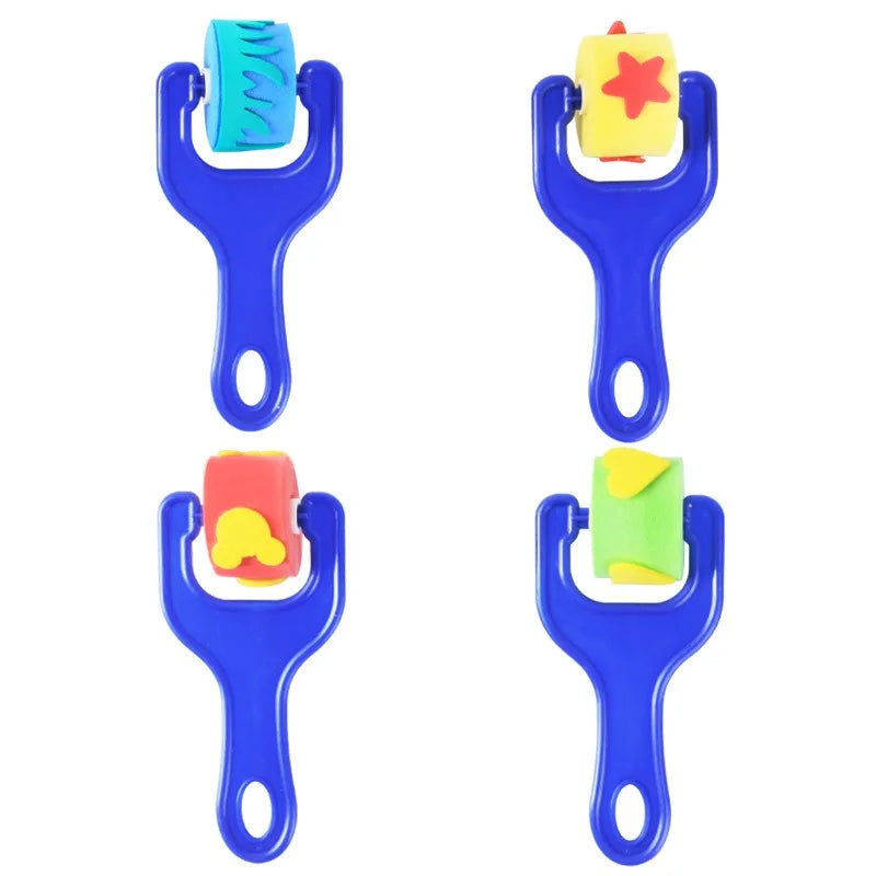 4pcs/Pack Kid Sponge Stamp Brush Drawing Toys Kindergarten Educational DIY Art Craft Creativity Boys Girls Supplies Gifts