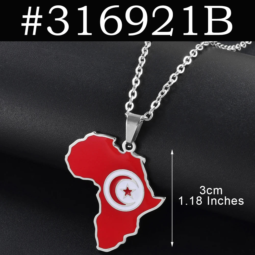 Anniyo 3CM Hip-hop Africa Map Pendant Necklaces Stainless Steel Algeria Morocco Egypt Tunisia Libay Jewelry #316621