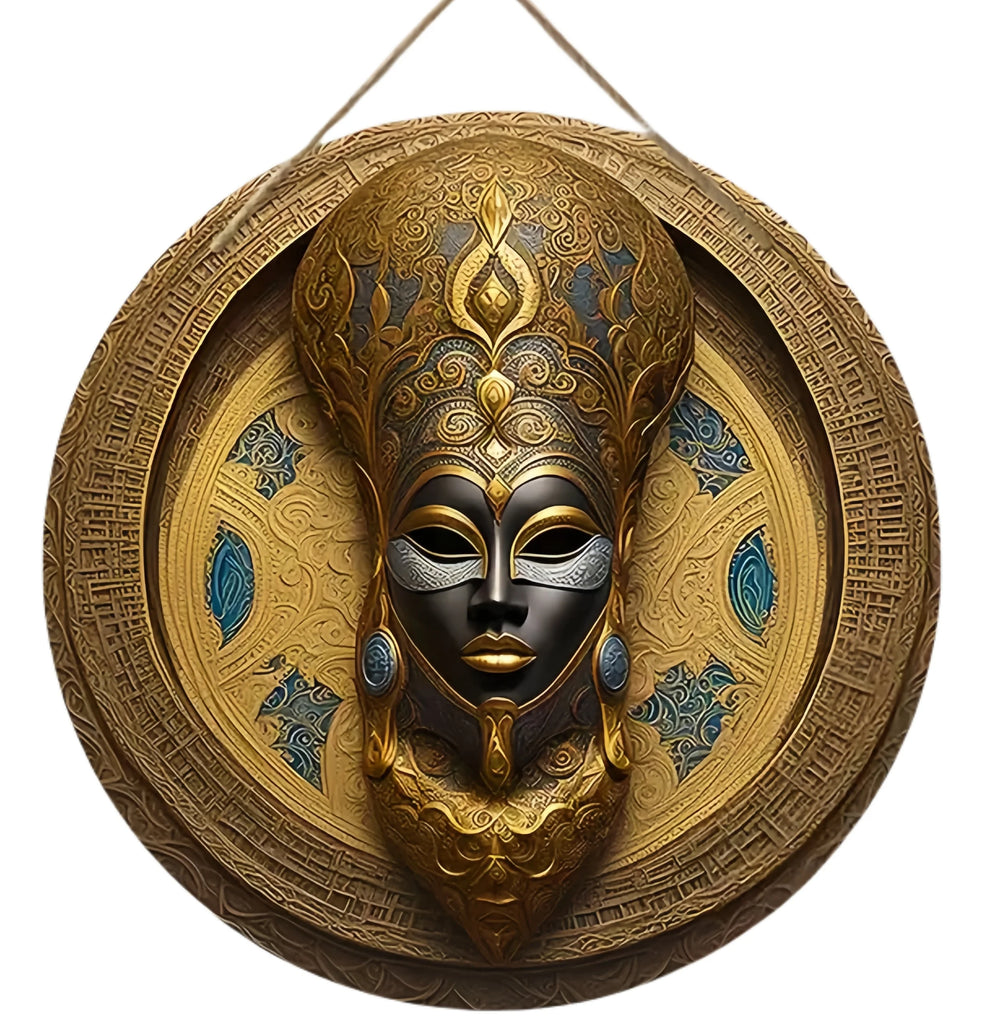 Unique African Mask Circular Wooden Sign with Artistic Design, Suitable for Home, Caf É, Bar, Office, Party Decoration, Gifts