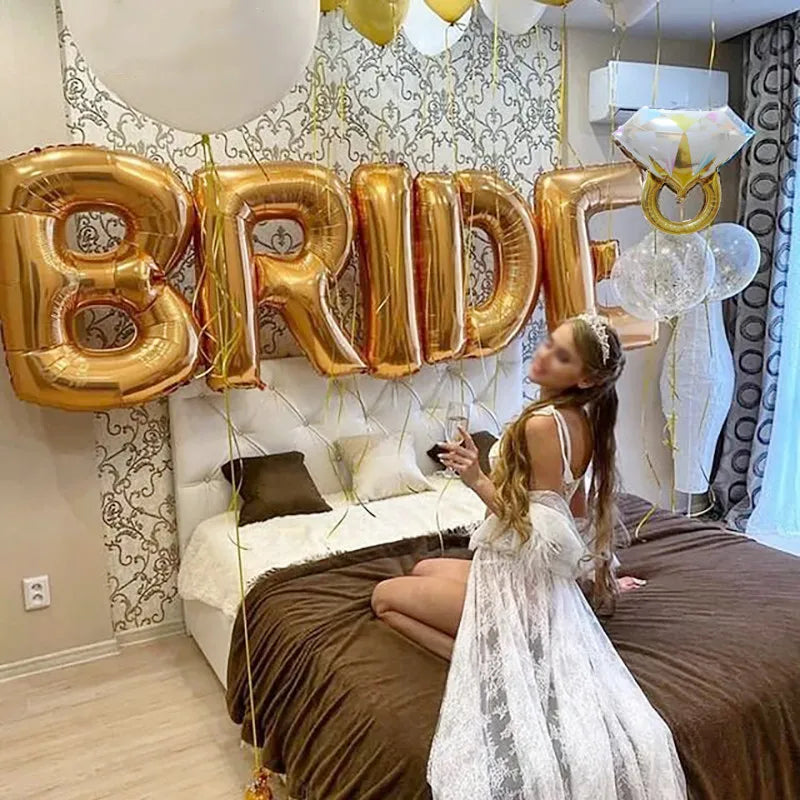 32Inch Bride To Be Balloon Big Rose Gold Silver Letters Foil Ballon Wedding Decorations Bridal Shower Bachelor Party Supplies